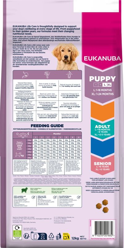 Eukanuba Puppy Large Breed Lam & Ris 12kg | Valpefôr