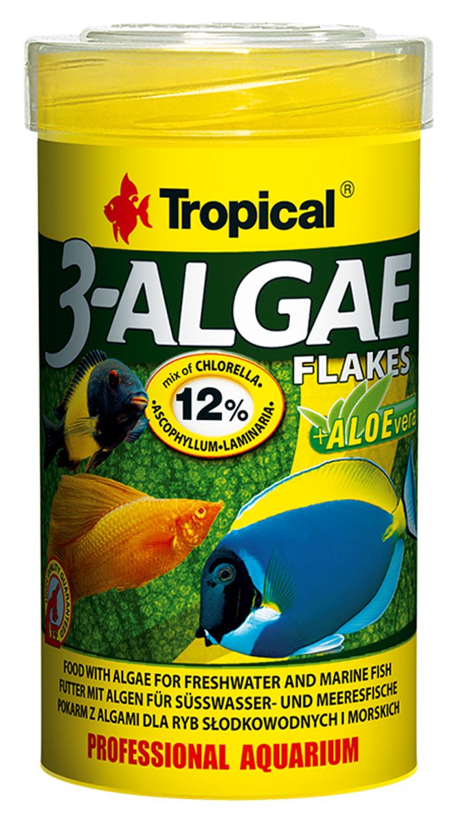 Tropical 3 Algae Flakes 100ml - Algebasert Flakfôr til Fisk