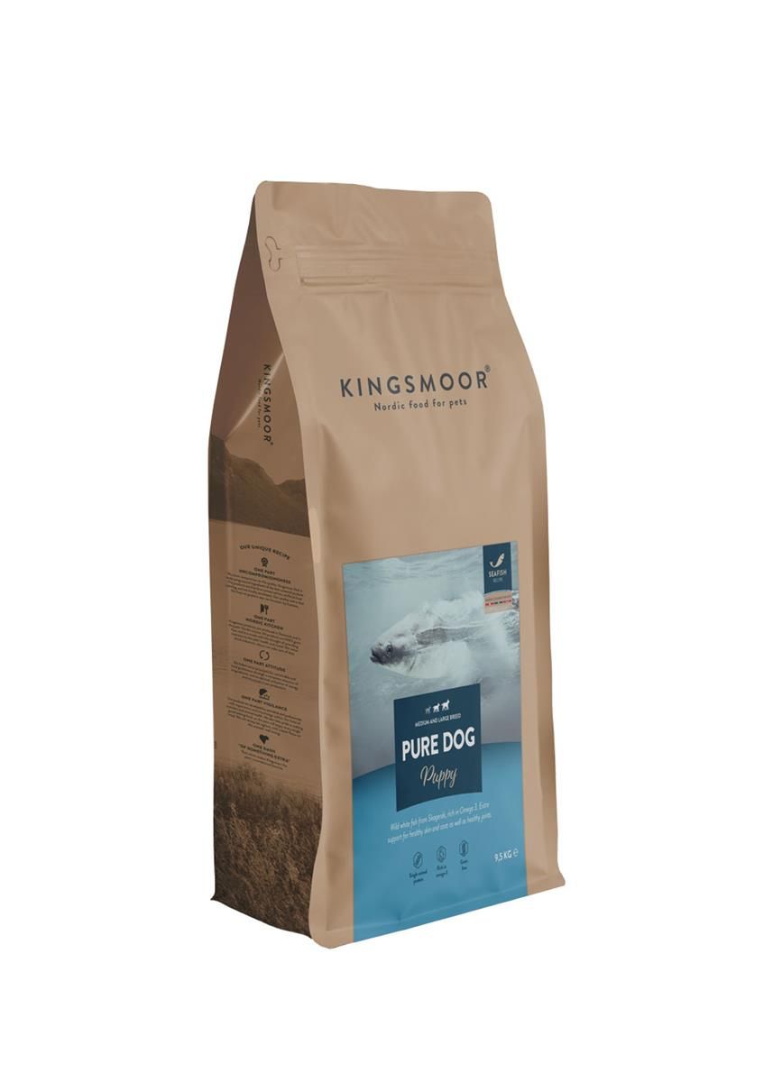KINGSMOOR Pure  Havfisk til Valp Mellom og Stor Hund - 9,5 kg