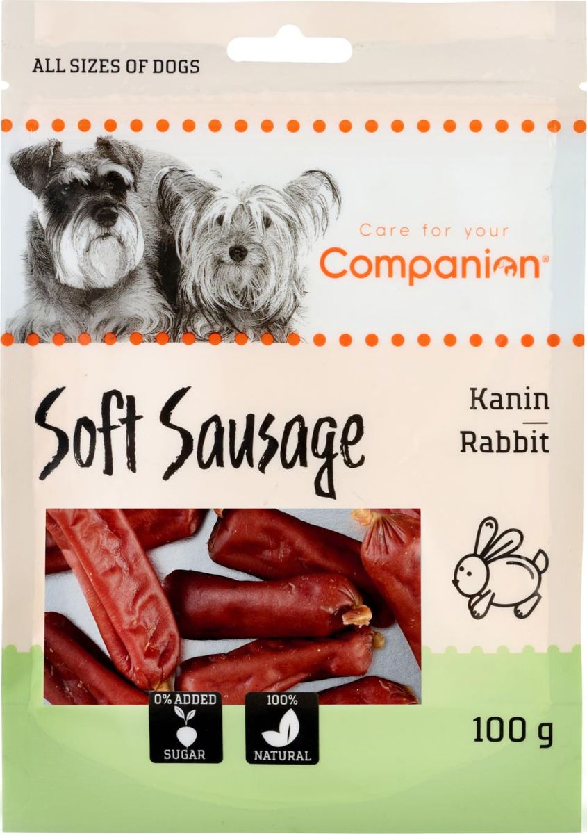Companion Soft Sausage m/ Kanin 100g | Myke Kaninpølser