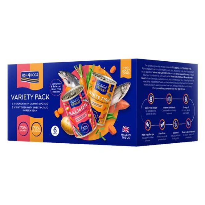 Hovedbilde F4D Variety Pack 6 x 395g | Fish4Dogs Våtfôr