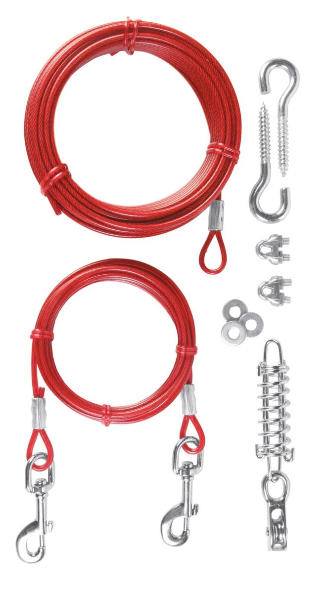 Trixie Løpestreng 15m m/ Støtdemper & 3m Line | Rød