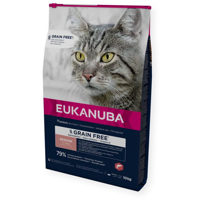Eukanuba Senior Grain Free Laks 10kg | Kornfritt Kattefôr